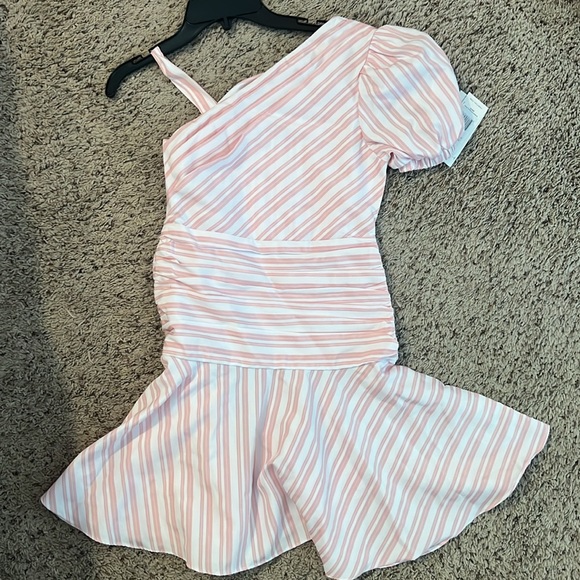 Habitual pink and white strip one shoulder dress - Picture 3 of 4